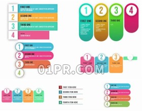 Pr动画列表图形模板 5组明亮彩色数据信息图表 Pr素材图形